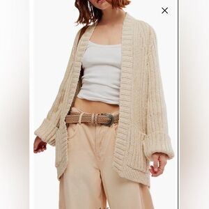Free people blossom cardi in ivory pastel thick knit